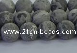 CPT572 15.5 inches 8mm round matte grey picture jasper beads