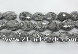 CPT580 18*25mm - 20*28mm faceted octagonal grey picture jasper beads