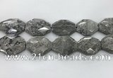 CPT582 30*40mm - 32*42mm faceted octagonal grey picture jasper beads