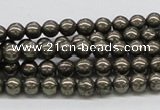 CPY05 16 inches 6mm round pyrite gemstone beads wholesale