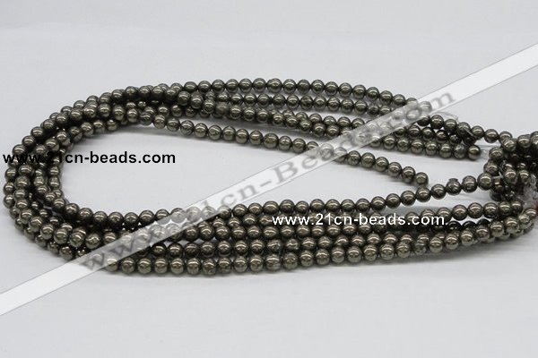 CPY05 16 inches 6mm round pyrite gemstone beads wholesale