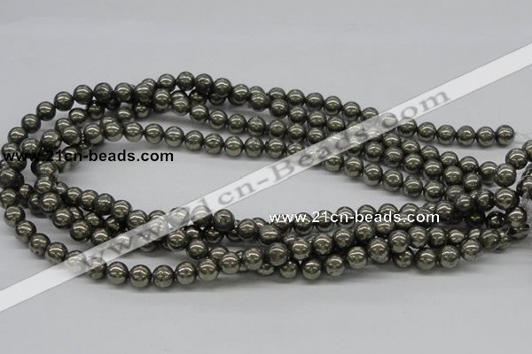 CPY06 16 inches 8mm round pyrite gemstone beads wholesale