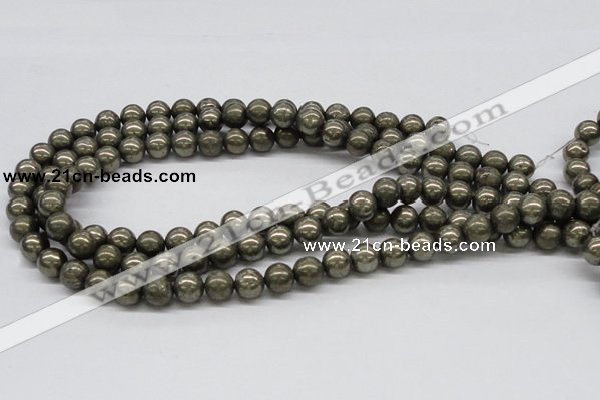 CPY07 16 inches 10mm round pyrite gemstone beads wholesale