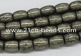 CPY09 16 inches 8*10mm drum-shaped pyrite gemstone beads wholesale