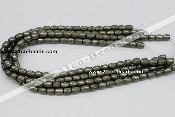 CPY09 16 inches 8*10mm drum-shaped pyrite gemstone beads wholesale