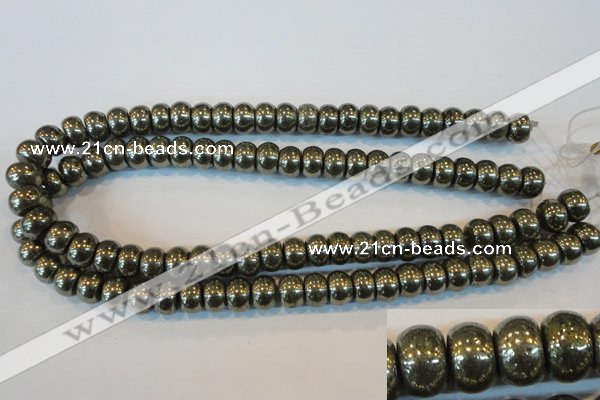 CPY102 15.5 inches 8*12mm rondelle pyrite gemstone beads wholesale