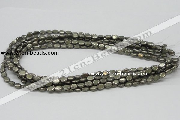 CPY11 16 inches 6*8mm oval pyrite gemstone beads wholesale