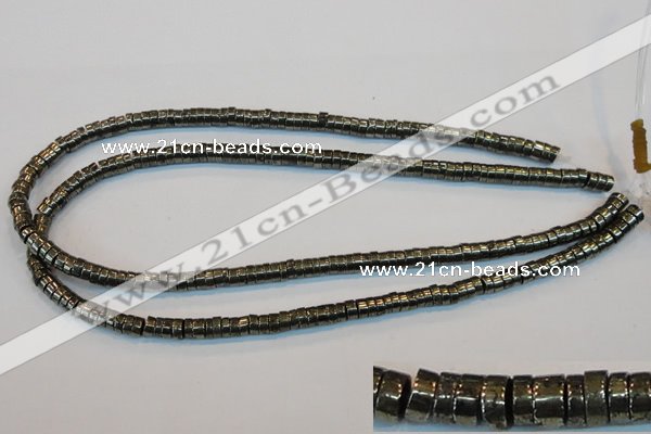 CPY115 15.5 inches 3*6mm heishi pyrite gemstone beads wholesale