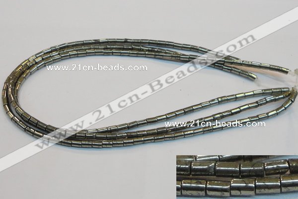 CPY125 15.5 inches 4*6mm tube pyrite gemstone beads wholesale