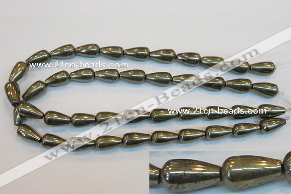 CPY134 15.5 inches 10*18mm teardrop pyrite gemstone beads wholesale