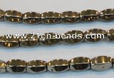 CPY141 15.5 inches 6*10mm rice pyrite gemstone beads wholesale