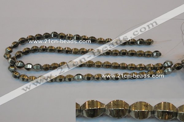 CPY142 15.5 inches 8*10mm rice pyrite gemstone beads wholesale