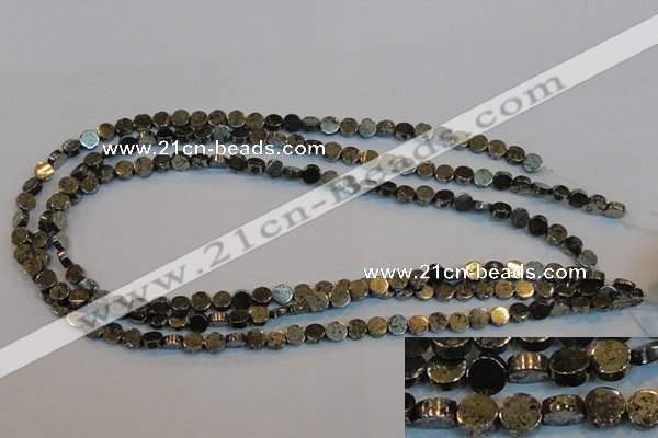 CPY150 15.5 inches 6mm coin pyrite gemstone beads wholesale