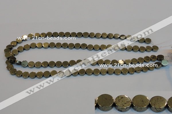 CPY151 15.5 inches 8mm coin pyrite gemstone beads wholesale