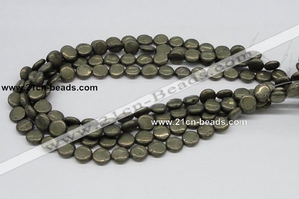 CPY17 16 inches 12mm coin pyrite gemstone beads wholesale