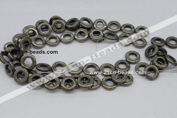 CPY19 16 inches 20mm donut pyrite gemstone beads wholesale