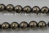 CPY204 15.5 inches 10mm round pyrite gemstone beads wholesale