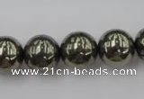 CPY206 15.5 inches 14mm round pyrite gemstone beads wholesale