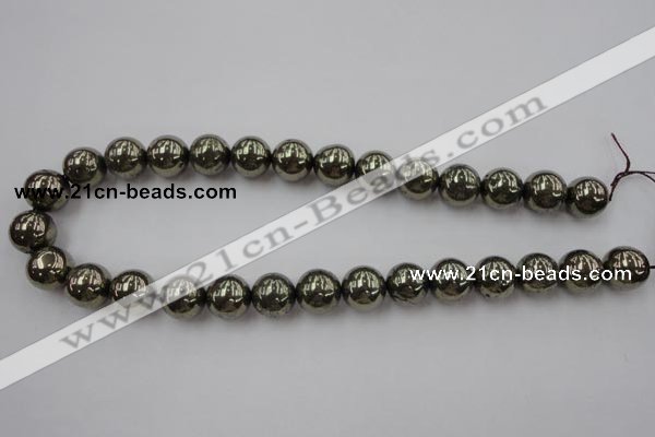 CPY206 15.5 inches 14mm round pyrite gemstone beads wholesale