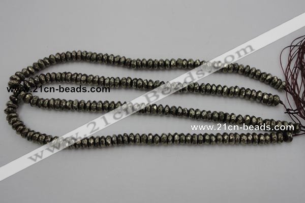 CPY215 15.5 inches 4*8mm faceted rondelle pyrite gemstone beads