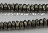 CPY216 15.5 inches 4*10mm faceted rondelle pyrite gemstone beads