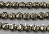 CPY220 15.5 inches 8mm flat round pyrite gemstone beads wholesale