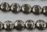 CPY222 15.5 inches 12mm flat round pyrite gemstone beads wholesale