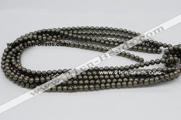 CPY23 16 inches 4mm round pyrite gemstone beads wholesale