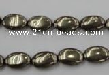 CPY231 15.5 inches 8*12mm oval pyrite gemstone beads wholesale