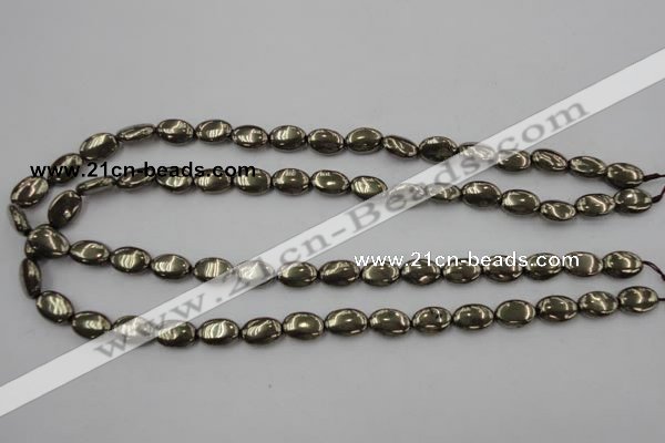 CPY231 15.5 inches 8*12mm oval pyrite gemstone beads wholesale