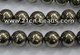 CPY24 16 inches 12mm round pyrite gemstone beads wholesale