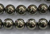 CPY25 16 inches 14mm round pyrite gemstone beads wholesale