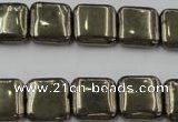 CPY252 15.5 inches 14*14mm square pyrite gemstone beads wholesale