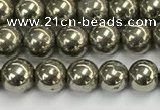 CPY260 15.5 inches 4mm round pyrite gemstone beads wholesale