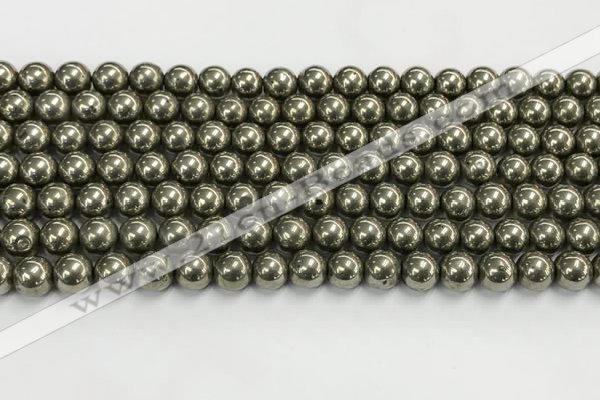 CPY261 15.5 inches 6mm round pyrite gemstone beads wholesale