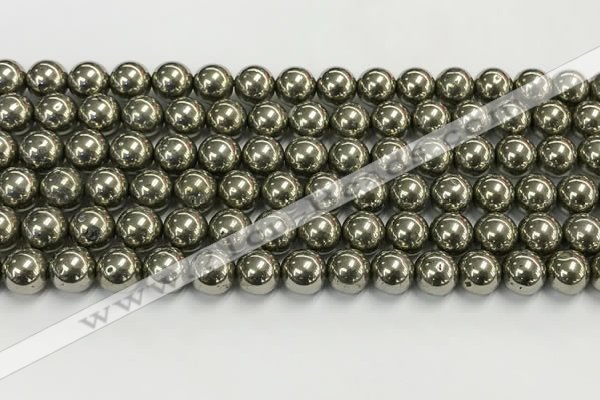 CPY262 15.5 inches 8mm round pyrite gemstone beads wholesale