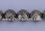 CPY30 16 inches 10mm faceted round pyrite gemstone beads wholesale