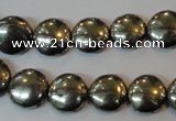 CPY302 15.5 inches 12mm flat round pyrite gemstone beads wholesale