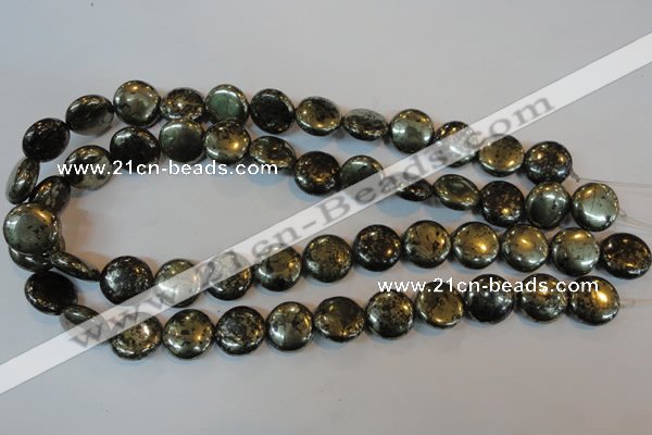 CPY303 15.5 inches 16mm flat round pyrite gemstone beads wholesale