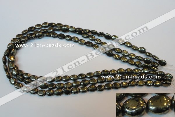 CPY310 15.5 inches 7*9mm oval pyrite gemstone beads wholesale