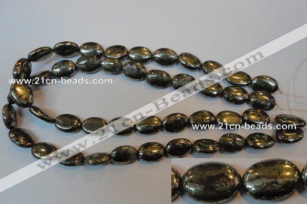 CPY312 15.5 inches 13*18mm oval pyrite gemstone beads wholesale