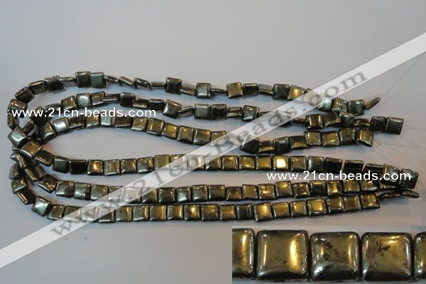 CPY315 15.5 inches 8*8mm square pyrite gemstone beads wholesale