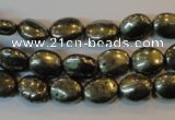 CPY32 16 inches 8*10mm oval pyrite gemstone beads wholesale