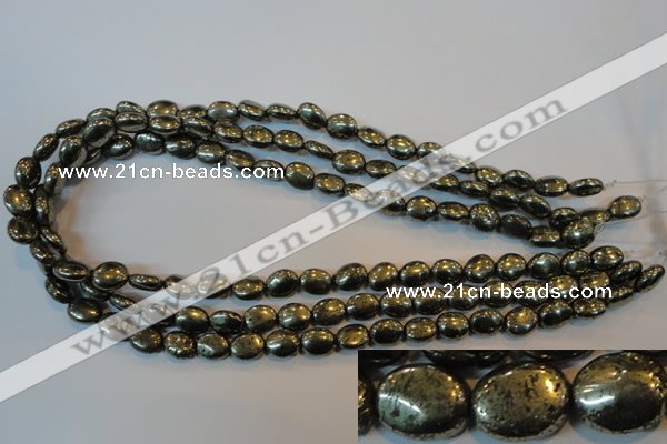 CPY32 16 inches 8*10mm oval pyrite gemstone beads wholesale