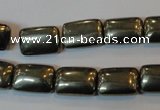 CPY321 15.5 inches 10*14mm rectangle pyrite gemstone beads wholesale