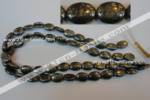 CPY33 16 inches 12*16mm oval pyrite gemstone beads wholesale