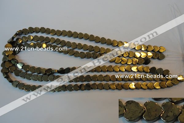 CPY331 15.5 inches 8*8mm heart pyrite gemstone beads wholesale