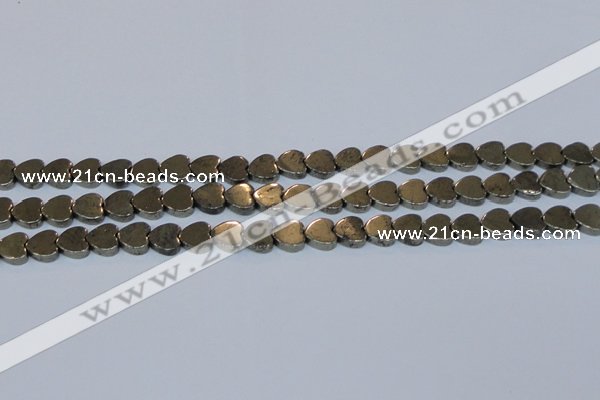 CPY332 15.5 inches 10*10mm heart pyrite gemstone beads