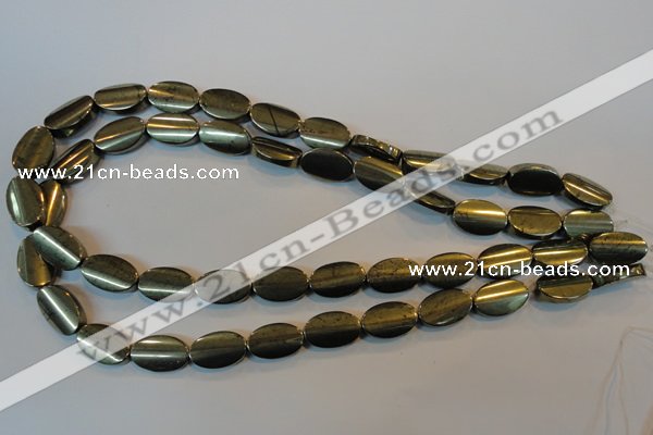 CPY334 15.5 inches 10*16mm twisted oval pyrite gemstone beads