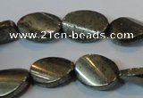 CPY335 15.5 inches 13*18mm twisted oval pyrite gemstone beads